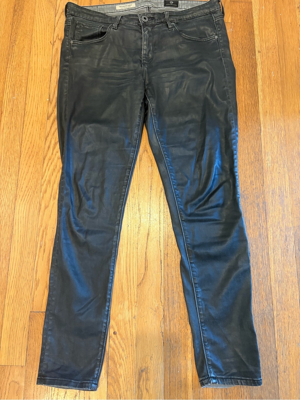 AG Adriano Goldschmied Black Coated Skinny Jeans